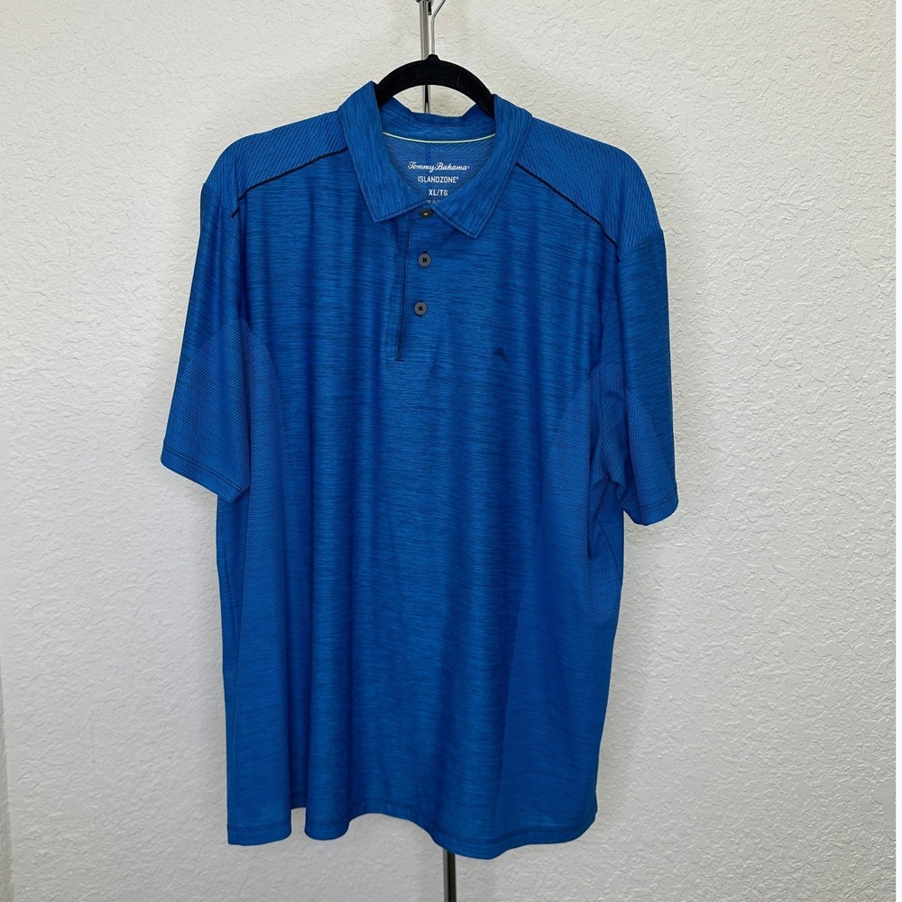 Tommy Bahama IslandZone Mens XL Blue Space Dye Performance Polo Shirt